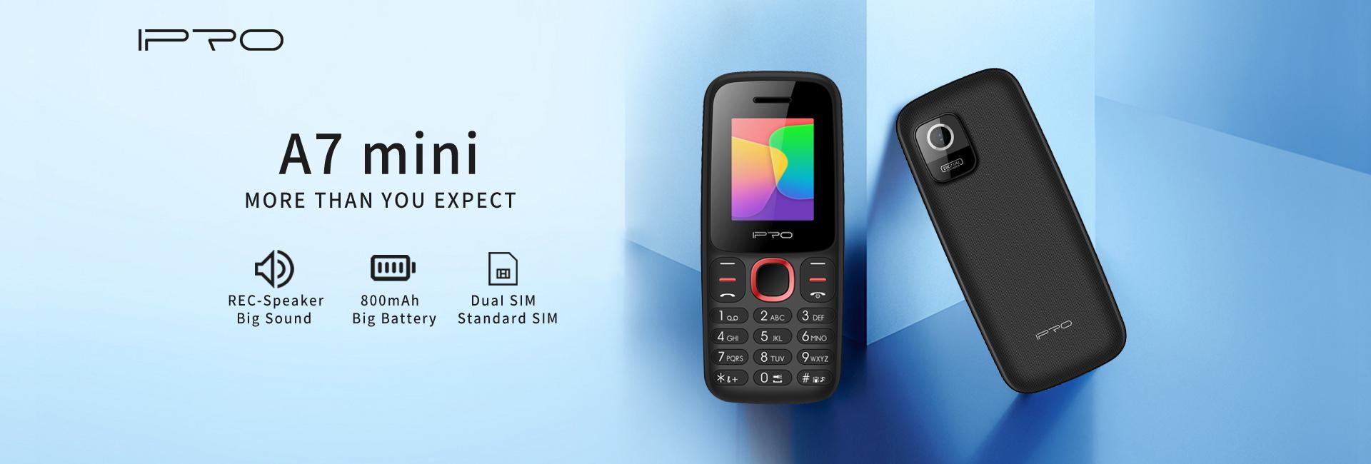 China IPRO factory wholesale low price high quality A7mini mobile phone 1.77 inch 2g feature phone with flashlight
