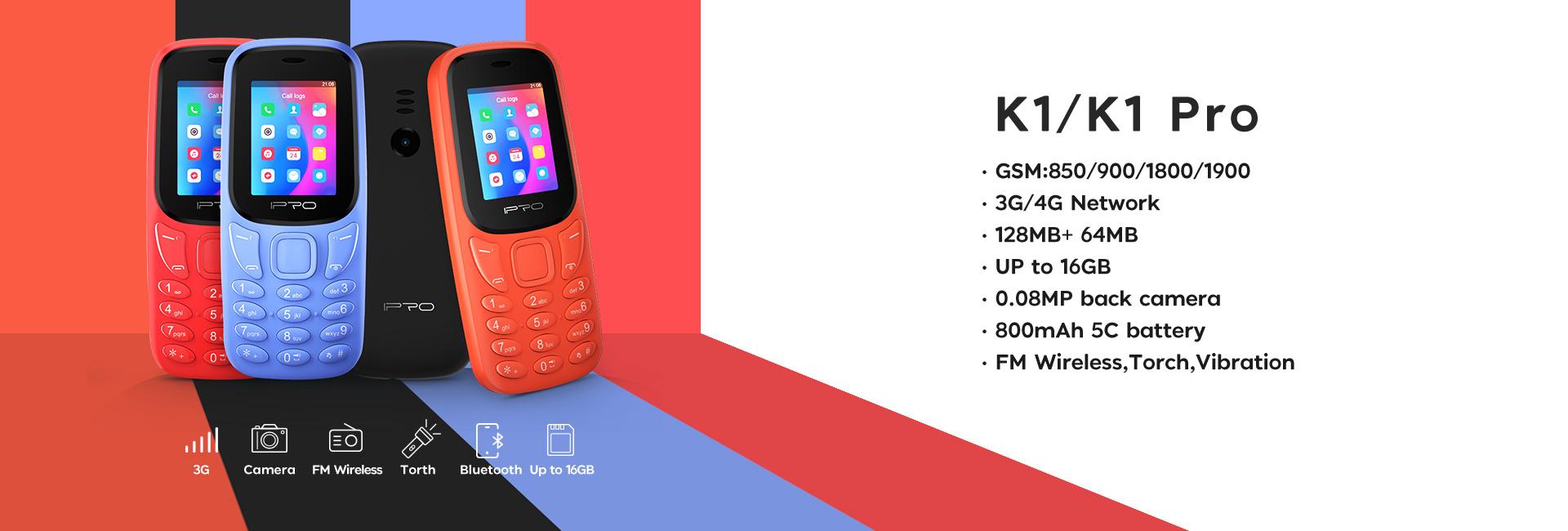 High Quality K1 Pro Dual SIM Card 1.77 Inch 3G/4G Network 0.08MP Camera 800mAh Battery Premium Button Phone