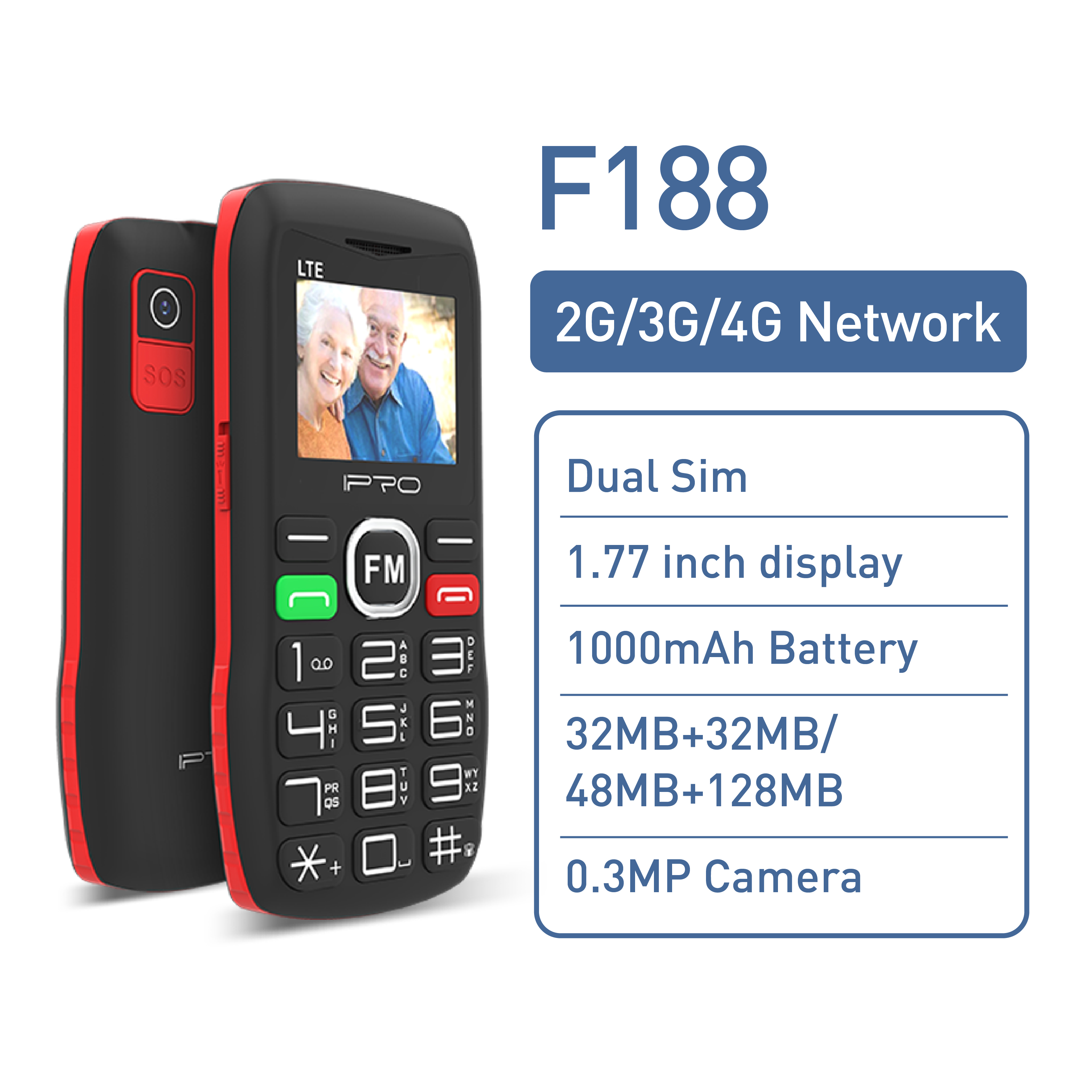 Wholesale high quality feature phones for the elderly 1.77 inch dual SIM Sos button large volume 2G/3G/4G feature phones