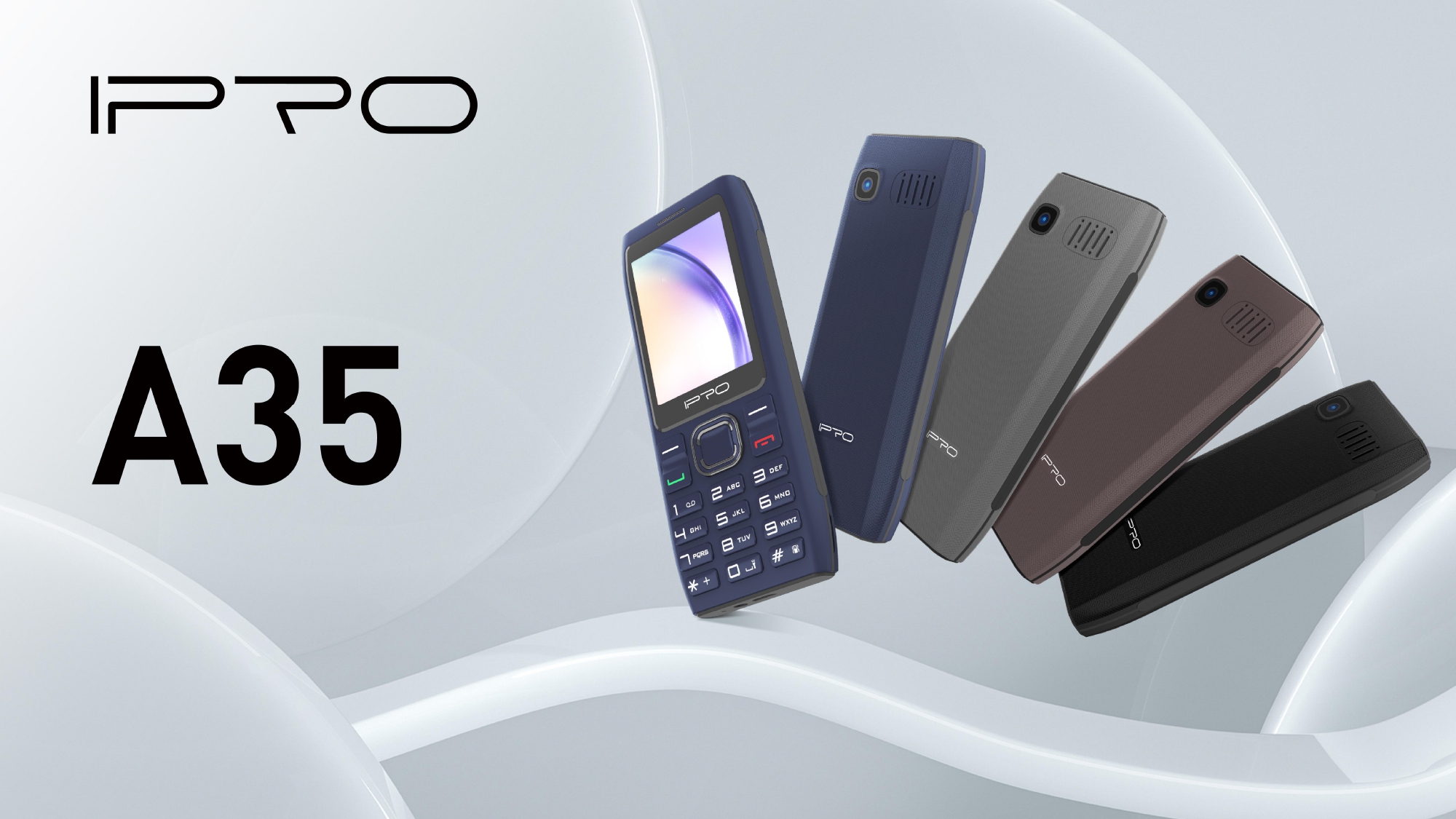 IPRO original A35 4 card feature phone 0.3MP camera 2500mAh large battery 2.4 inch 2G feature phone